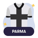 Una maglia da calcio stilizzata con i colori del Parma