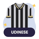 Una maglia da calcio stilizzata con i colori dell'Udinese