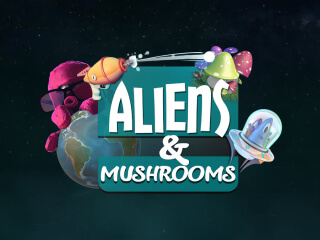 Il logo della slot Aliens & Mushrooms