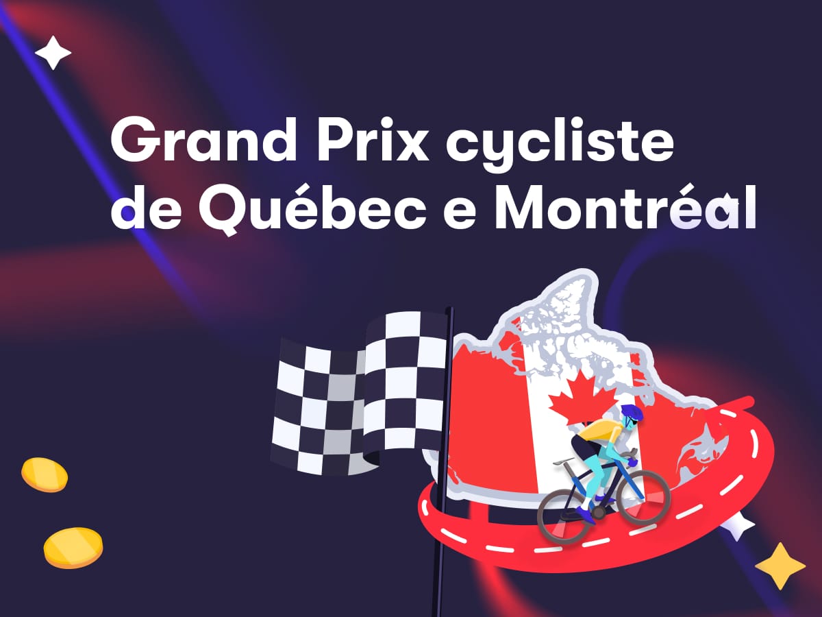 Grand Prix cycliste de Québec e Montréal, la bandiera del Canada, un ciclista in azione