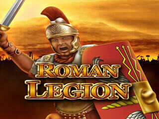 Roemischer Legionaer in Ruestung und mit Schwert und Schild