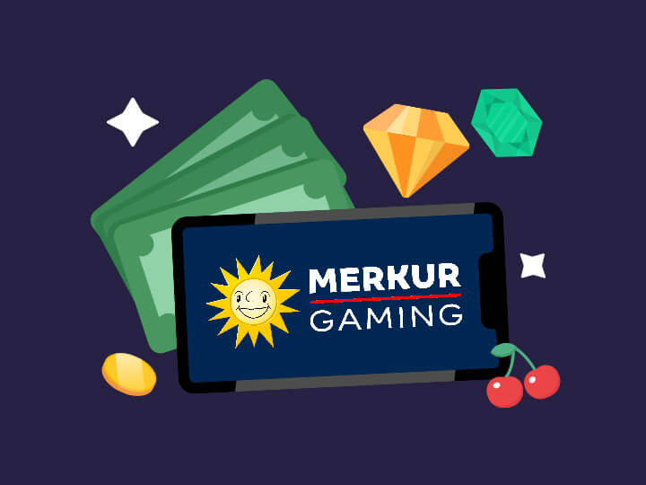 Merkur Gaming Logo mit der Sonne und Geldscheinen