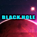 Black Hole Schriftzug im Weltall