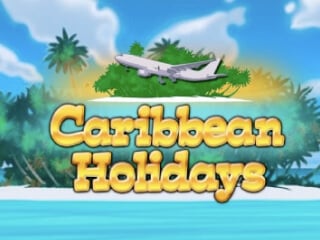 Caribbean Holidays Schriftzug vor tropischem Hintergrund