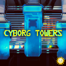 Cyborg Towers Schriftzug vor einer Maschine