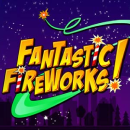 Fantastic Fireworks Slot Logo mit lila Hintergrund und einem Feuerwerk