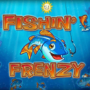 Fishin Frenzy Schriftzug mit dem Sonnenlogo und Fischen