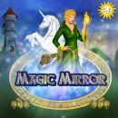 Magic Mirror Schriftzug mit einem Einhorn und einer Prinzessin