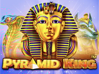 Pyramid King Schriftzug mit einem Pharaoh, einer Kobra und einem Wolf
