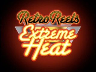 Neonfarbiger Retro Reels Extreme Heat Schriftzug auf rot-schwarzem Hintergrund