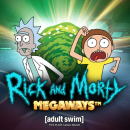 Rick and Morty Megaways Schriftzug mit Rick und Morty Charakteren