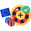 Roulette Rad mit einer Europa Flagge