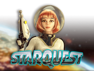 Frau steht im Starquest Slot im All mit Pistole