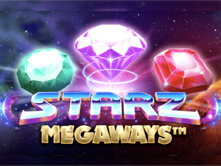 Drei Diamanten und der Starz Megaways Slot Schriftzug