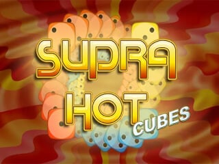Gelber Schriftzug von Supra Hot Cubes vor Spielelementen