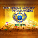 Golden Vault Pharaohs Schriftzug mit einem Skarabäus und Gold