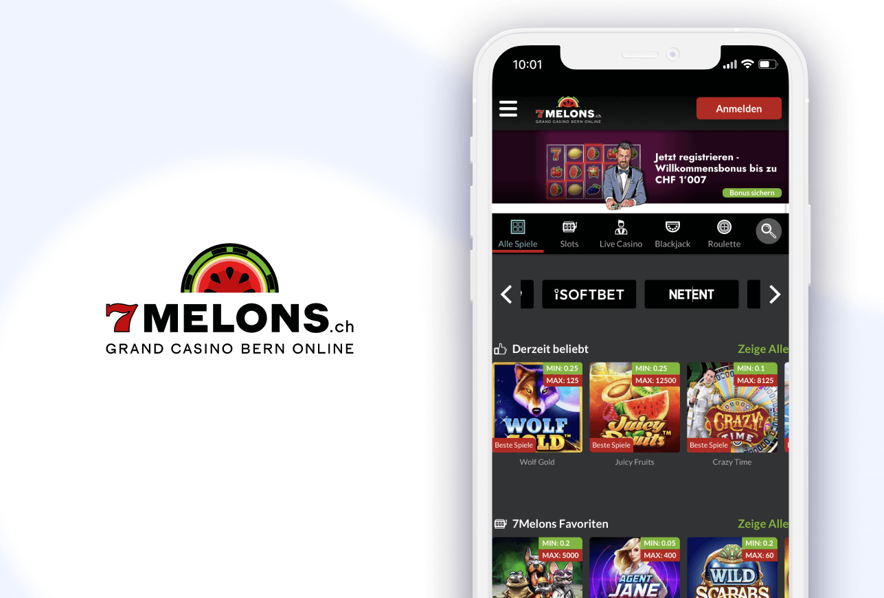 Handy mit Willkommensbonus und 7 Melons Casino Logo