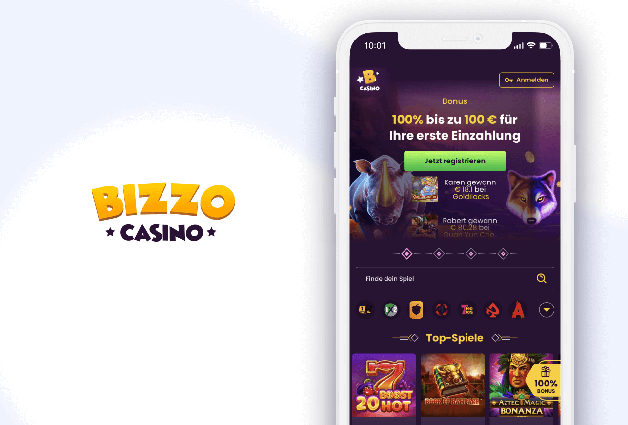 Handy mit Willkommensbonus und Bizzo Casino Logo