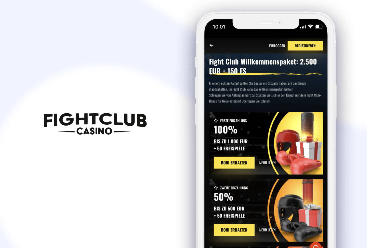 Handy mit Willkommensbonus und Fight Club Casino Logo