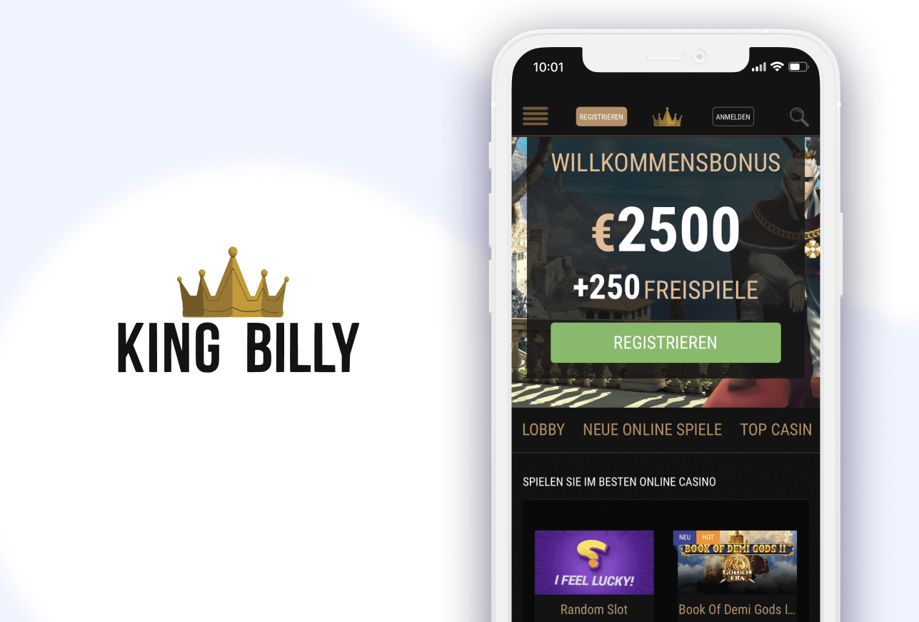 Handy mit Willkommensbonus und King Billy Casino Logo