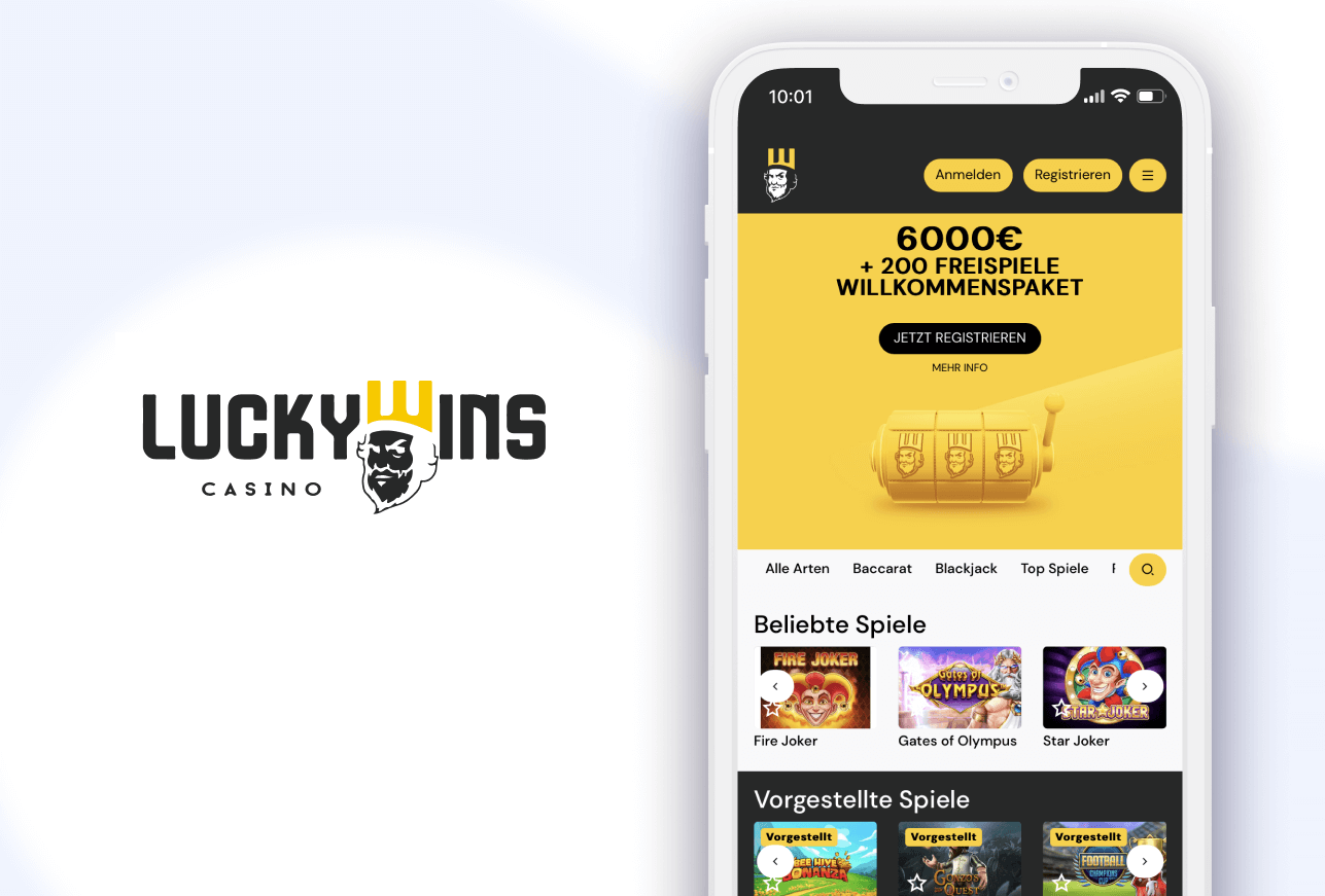 Handy mit Willkommensbonus und Lucky Wins Casino Logo