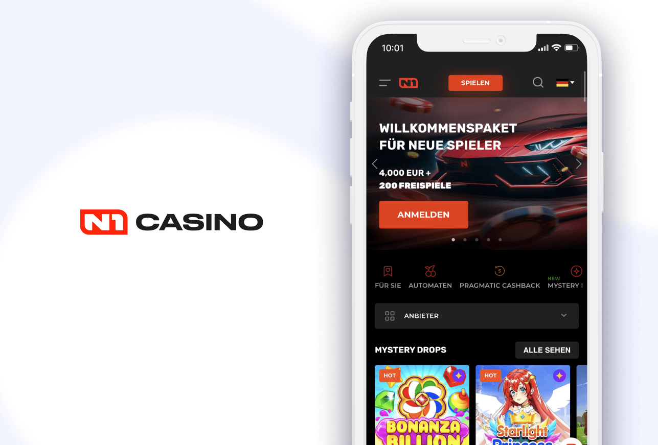 Handy mit Willkommensbonus und N1 Casino Logo