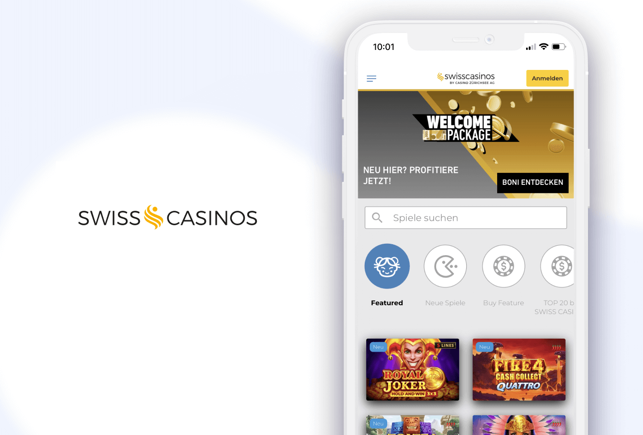 Handy mit Willkommensbonus und Swiss Casinos Logo