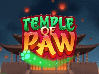 Temple of Paw Schriftzug vor einem asiatischen Tempel.