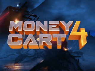 Das Money Cart 4 Logo vor einem düsteren dunklen Hintergrund.