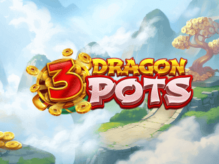 3 Dragon Pots Schriftzug mit Münzen und einer Steinbrücke.