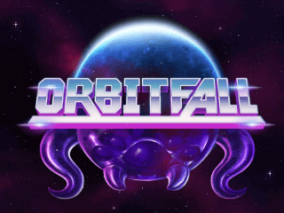 Orbitfall Schriftzug vor einem Weltall-Hintergrund