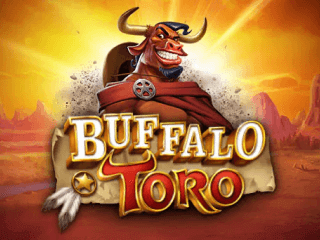 Ein lachender Stier vor dem Buffalo Toro Schriftzug
