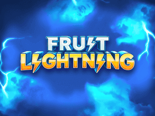 Fruit Lightning Schriftzug vor einem blauen Himmel mit Donner.