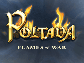Poltava Schriftzug vor gelben Flammen