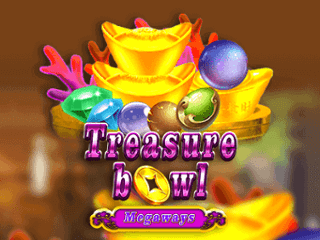 Treasure Bowl Megaways Schriftzug mit golddnen und bunten Juwelen.
