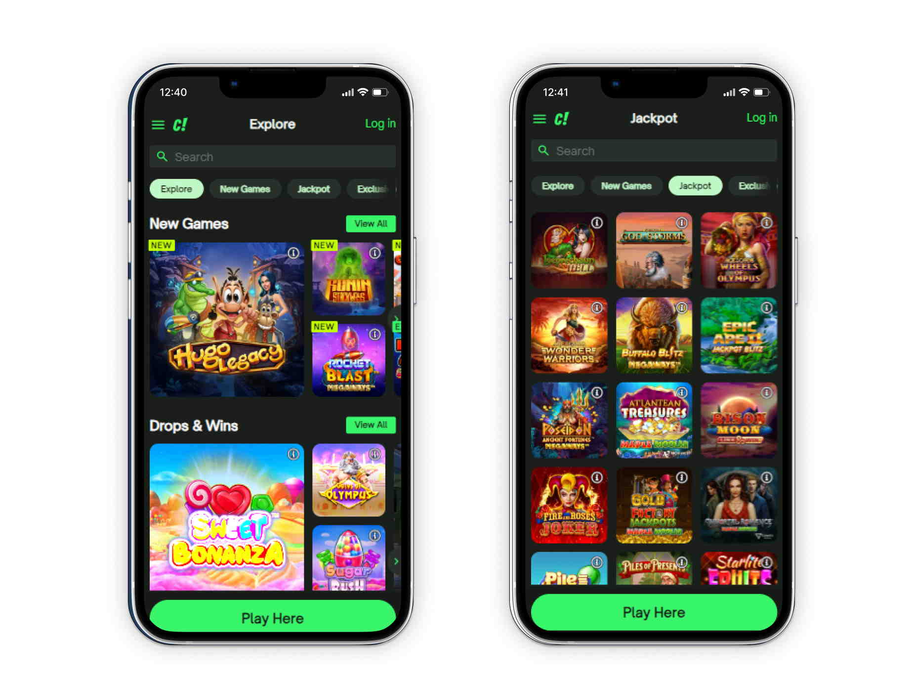 ComeOn casino mobile screenshot