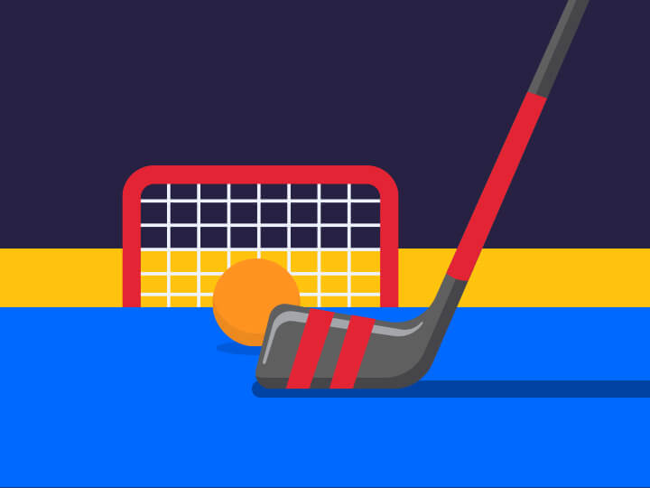 Hockey stick shooting a puck