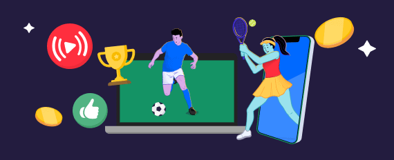 Live sports athletes emerging from laptop and mobile screens