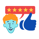 A player with review rating and thumbs up sign