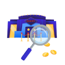 A casino behind a magnifying glass 