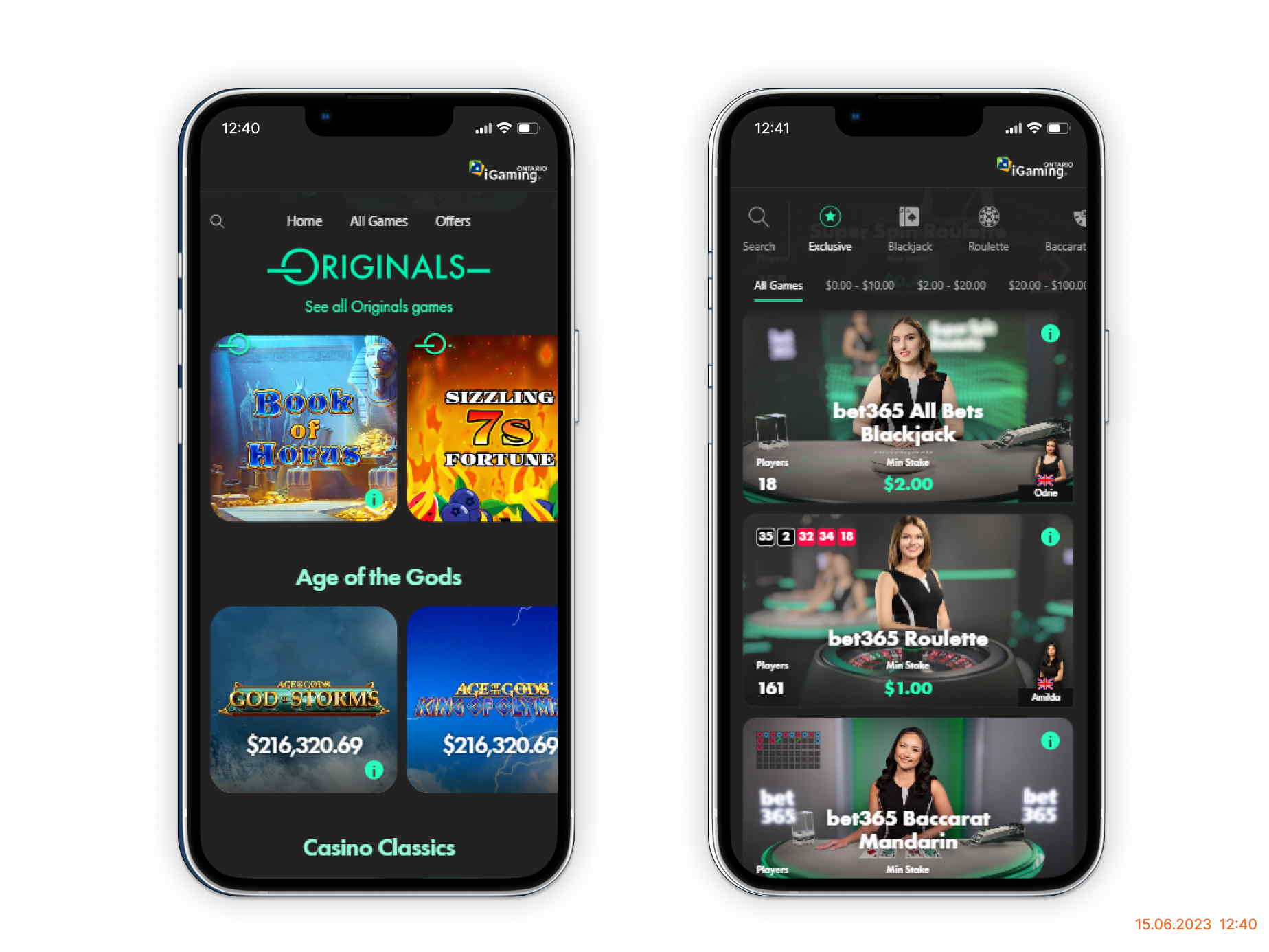 Bet365 casino mobile screenshot