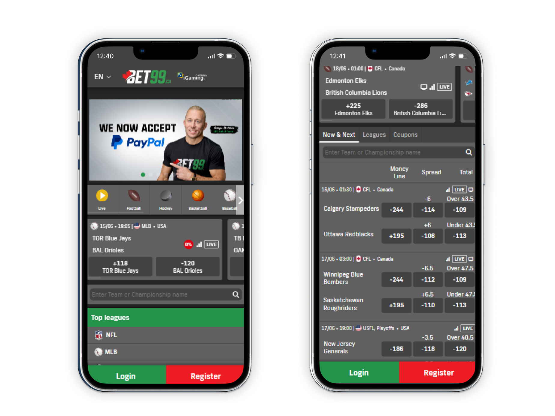 Bet99 sportsbook mobile screenshot