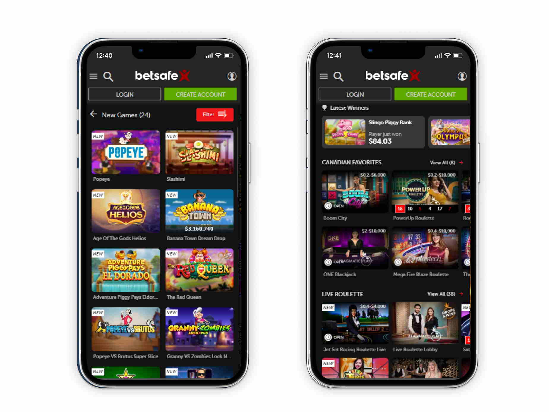 Betsafe casino mobile screenshot