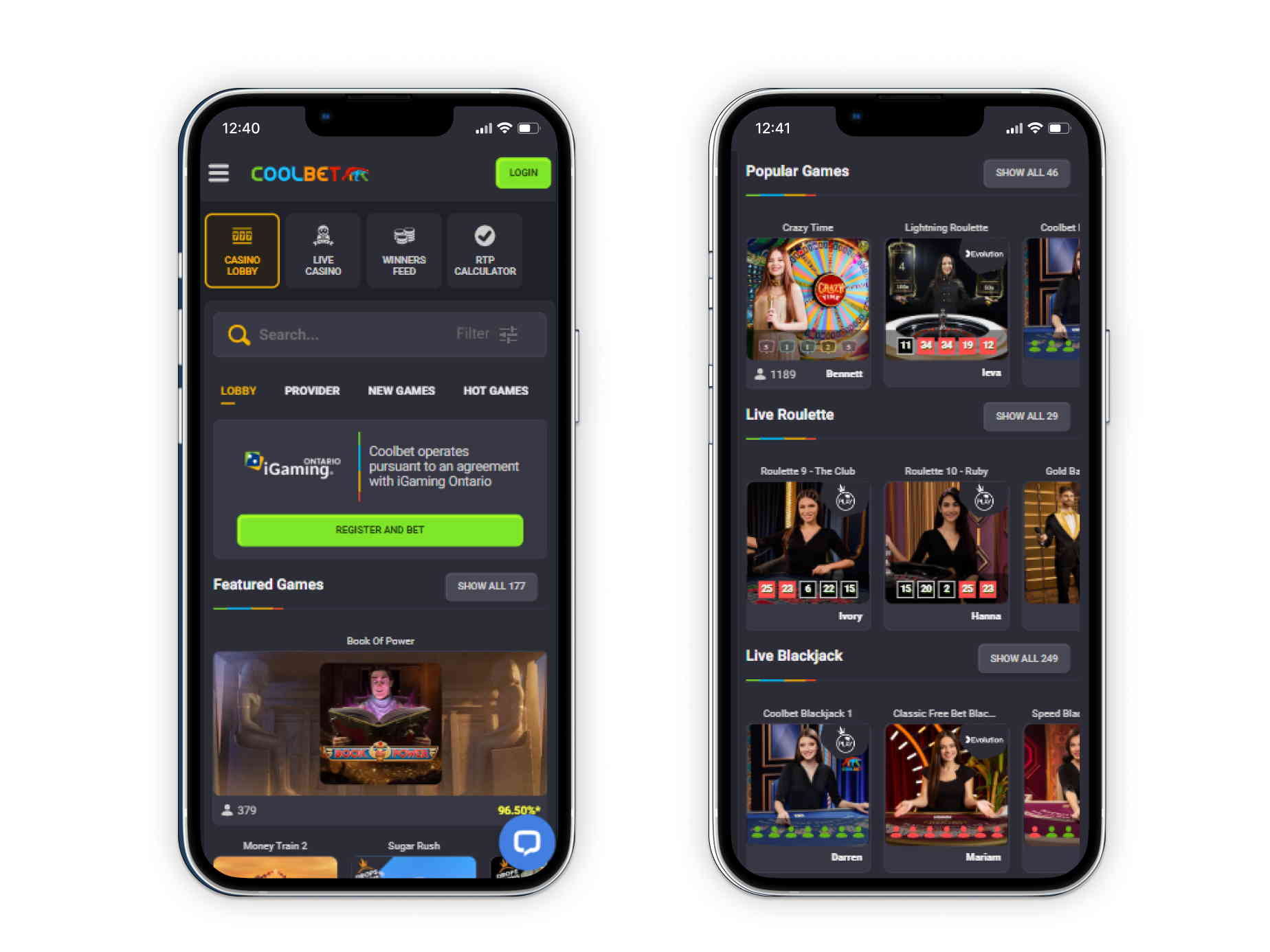 Coolbet casino mobile screenshot