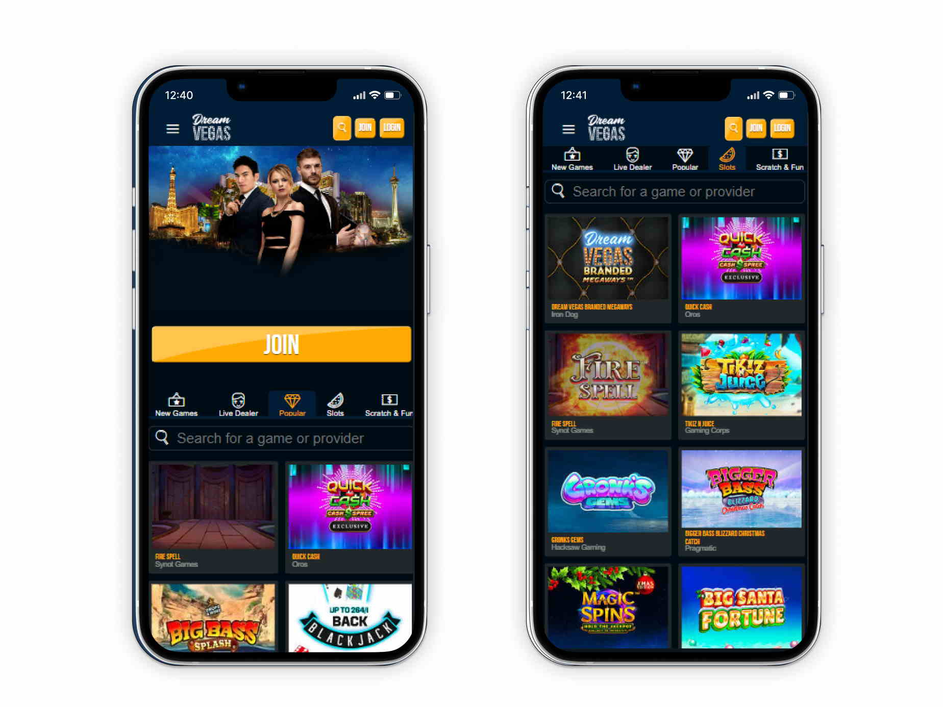 DreamVegas casino mobile screenshot