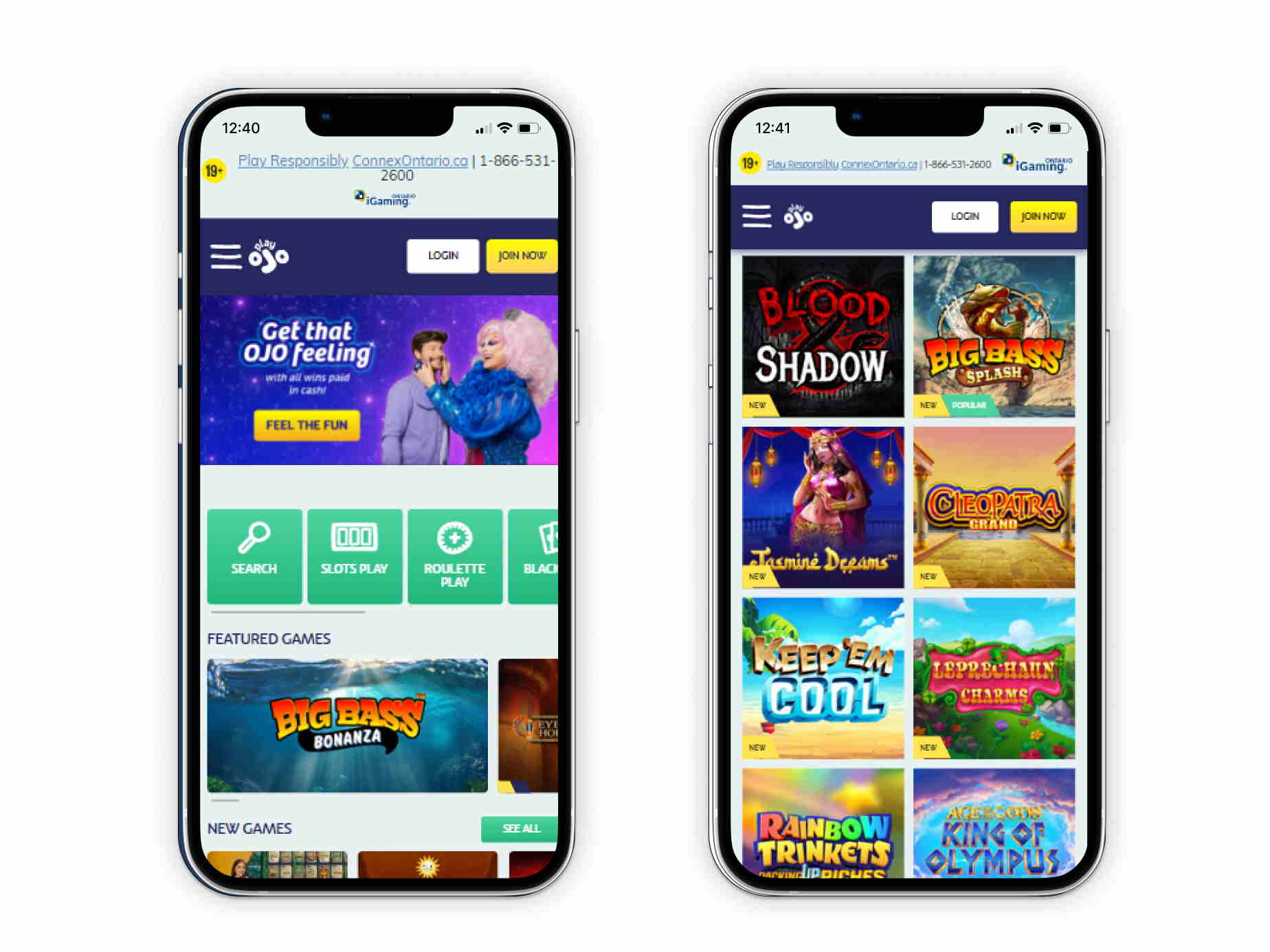 PlayOJO casino mobile screenshot