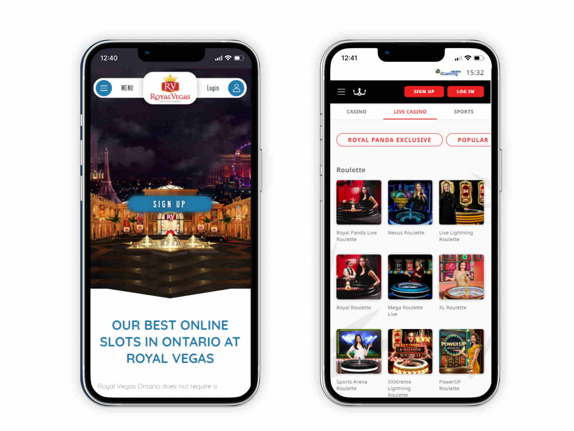 Royal Vegas casino mobile screenshot
