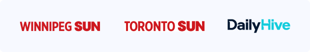 Winnipeg Sun, Toronto Sun, and DailyHive logos