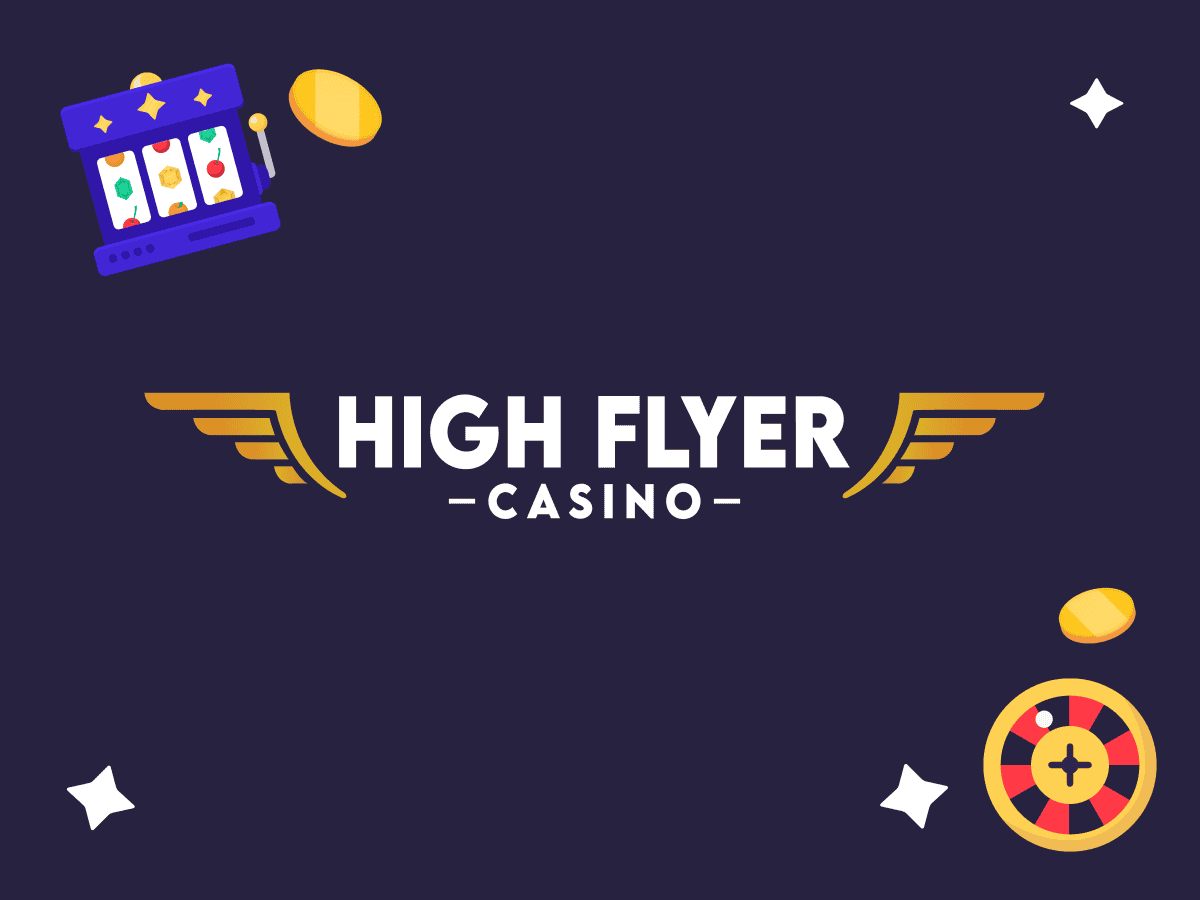 High Flyer casino logo with slot machine and roulette wheel