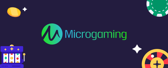 Microgaming software provider logo with casino games icons